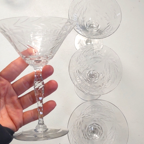 4pc Fostoria Nairn Champagne Sherbet Clear Crystal Stem Crystal wine glasses - Picture 1 of 14